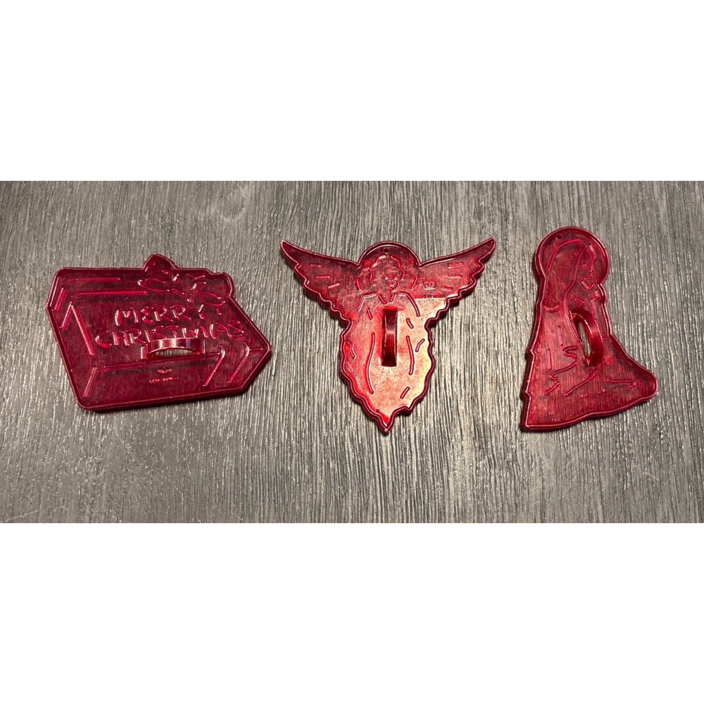 Vintage HRN Christmas Cookie Cutters Original Red Clear Made in U.S.A. Set-16 - Picture 6 of 16